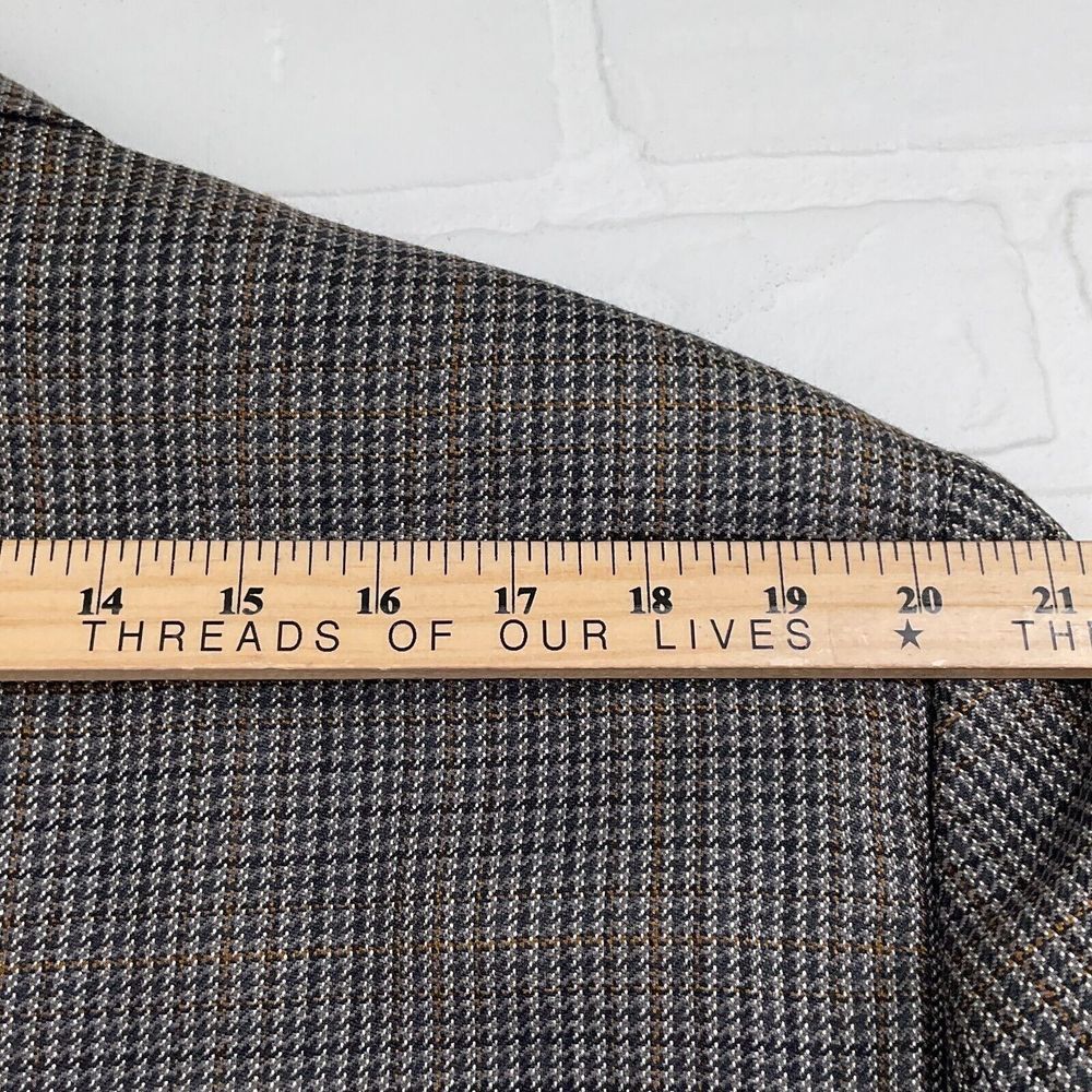 Chaps Blazer Men 48L Gray Gold Prince Edward Plaid Silk Career Classic Party - Picture 12 of 14